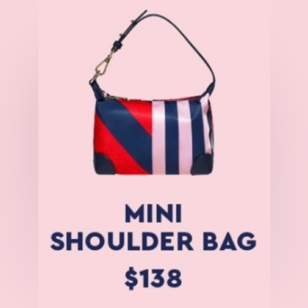 NWT Stoney Clover Lane x Prep Rally Mini Shoulder Bag Rugby Stripes Striped Navy